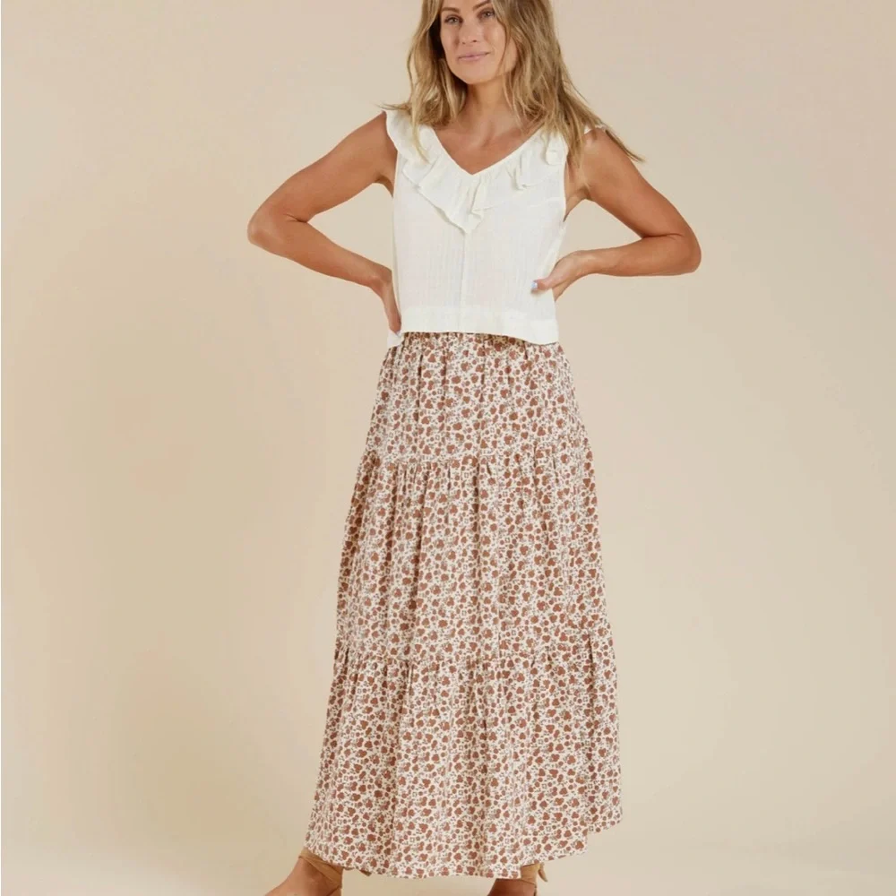 NWT Rylee + Cru Women’s Ruffled Crop Top / Ivory - Picture 8 of 8